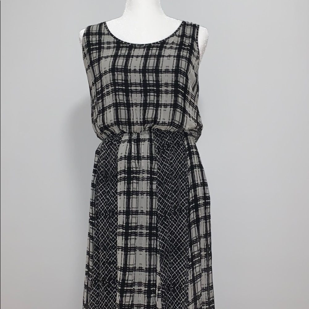 Ella Moss Black Gray Plaid Maxi Dress Medium M - Picture 3 of 8